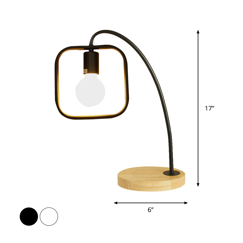 Frame Squared Metal Table Light Retro Stylish 1 Light Bedroom Standing Light with Open Bulb in Black/White Clearhalo 'Lamps' 'Table Lamps' Lighting' 773250