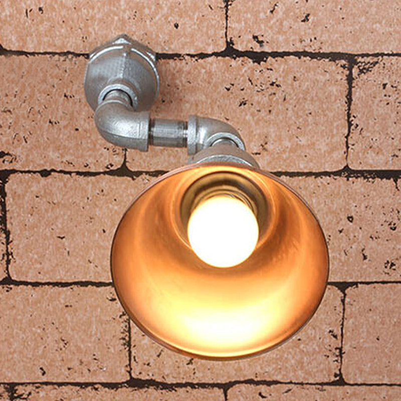 Tapered Metal Wall Sconce Light Industrial Style 1 Light Porch Wall Mount Lamp with Pipe Design in Bronze/Green Clearhalo 'Art deco wall lights' 'Cast Iron' 'Glass' 'Industrial wall lights' 'Industrial' 'Middle century wall lights' 'Modern' 'Rustic wall lights' 'Tiffany' 'Traditional wall lights' 'Wall Lamps & Sconces' 'Wall Lights' Lighting' 773373
