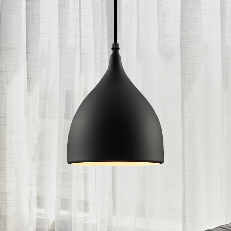 6.5"/10" Dia Dome Metal Hanging Ceiling Light Industrial 1 Light Restaurant Pendant Light in Black Clearhalo 'Ceiling Lights' 'Modern Pendants' 'Modern' 'Pendant Lights' 'Pendants' Lighting' 773413