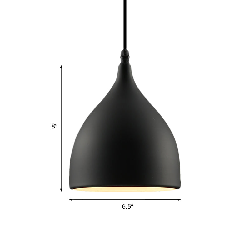 6.5"/10" Dia Dome Metal Hanging Ceiling Light Industrial 1 Light Restaurant Pendant Light in Black Clearhalo 'Ceiling Lights' 'Modern Pendants' 'Modern' 'Pendant Lights' 'Pendants' Lighting' 773415