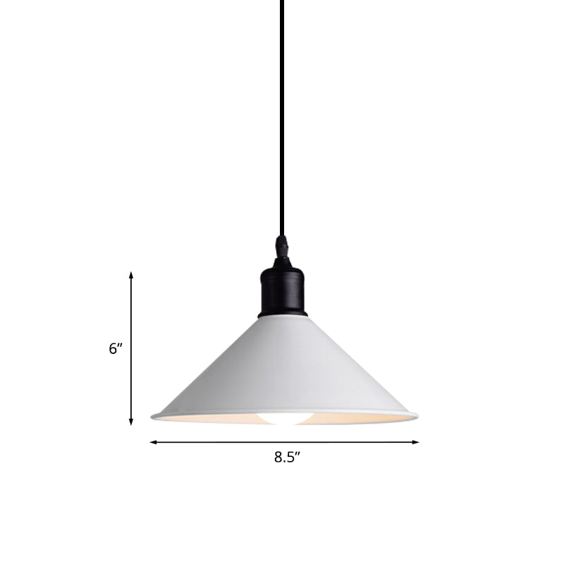 7.5"/8.5" Width Conical Metal Ceiling Pendant Light Modern 1 Light Dining Table Ceiling Light with Adjustable Cord in White Clearhalo 'Ceiling Lights' 'Modern Pendants' 'Modern' 'Pendant Lights' 'Pendants' Lighting' 773428