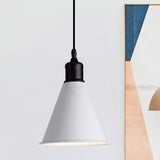 7.5"/8.5" Width Conical Metal Ceiling Pendant Light Modern 1 Light Dining Table Ceiling Light with Adjustable Cord in White White 7.5" Clearhalo 'Ceiling Lights' 'Modern Pendants' 'Modern' 'Pendant Lights' 'Pendants' Lighting' 773429