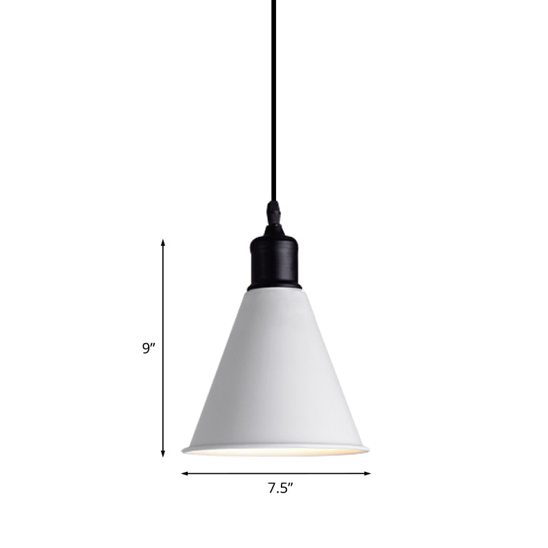 7.5"/8.5" Width Conical Metal Ceiling Pendant Light Modern 1 Light Dining Table Ceiling Light with Adjustable Cord in White Clearhalo 'Ceiling Lights' 'Modern Pendants' 'Modern' 'Pendant Lights' 'Pendants' Lighting' 773433