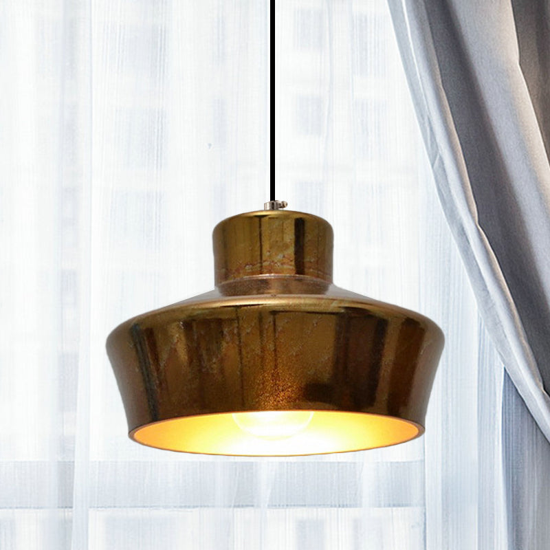 Brass Finish 1 Light Hanging Light with Shade Vintage Style Metallic Pendant Lighting for Restaurant Brass D Clearhalo 'Ceiling Lights' 'Modern Pendants' 'Modern' 'Pendant Lights' 'Pendants' Lighting' 773458