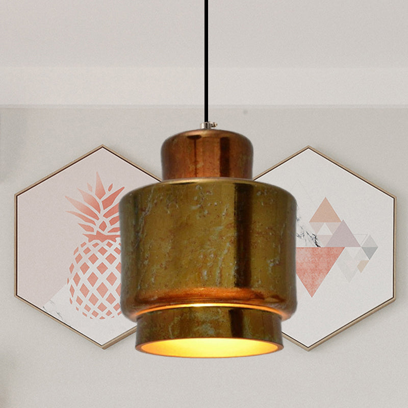 Brass Finish 1 Light Hanging Light with Shade Vintage Style Metallic Pendant Lighting for Restaurant Brass C Clearhalo 'Ceiling Lights' 'Modern Pendants' 'Modern' 'Pendant Lights' 'Pendants' Lighting' 773468