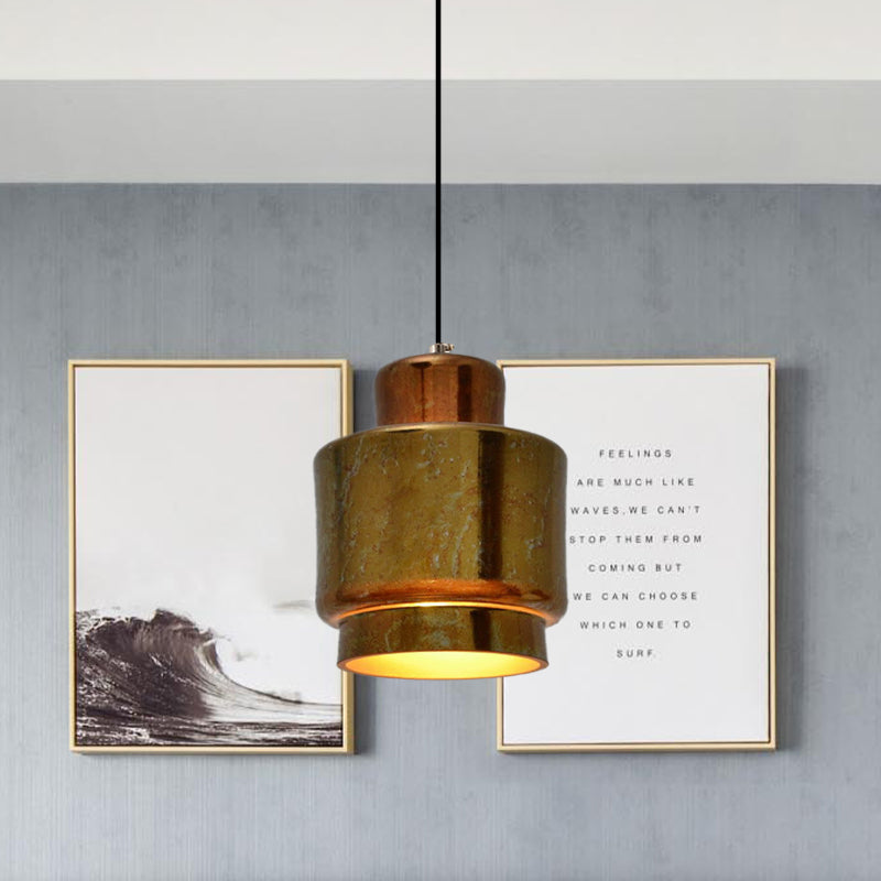 Brass Finish 1 Light Hanging Light with Shade Vintage Style Metallic Pendant Lighting for Restaurant Clearhalo 'Ceiling Lights' 'Modern Pendants' 'Modern' 'Pendant Lights' 'Pendants' Lighting' 773469