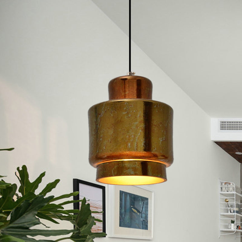 Brass Finish 1 Light Hanging Light with Shade Vintage Style Metallic Pendant Lighting for Restaurant Clearhalo 'Ceiling Lights' 'Modern Pendants' 'Modern' 'Pendant Lights' 'Pendants' Lighting' 773470