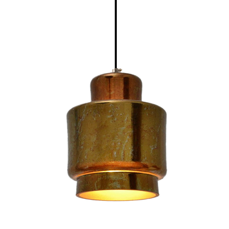 Brass Finish 1 Light Hanging Light with Shade Vintage Style Metallic Pendant Lighting for Restaurant Clearhalo 'Ceiling Lights' 'Modern Pendants' 'Modern' 'Pendant Lights' 'Pendants' Lighting' 773471