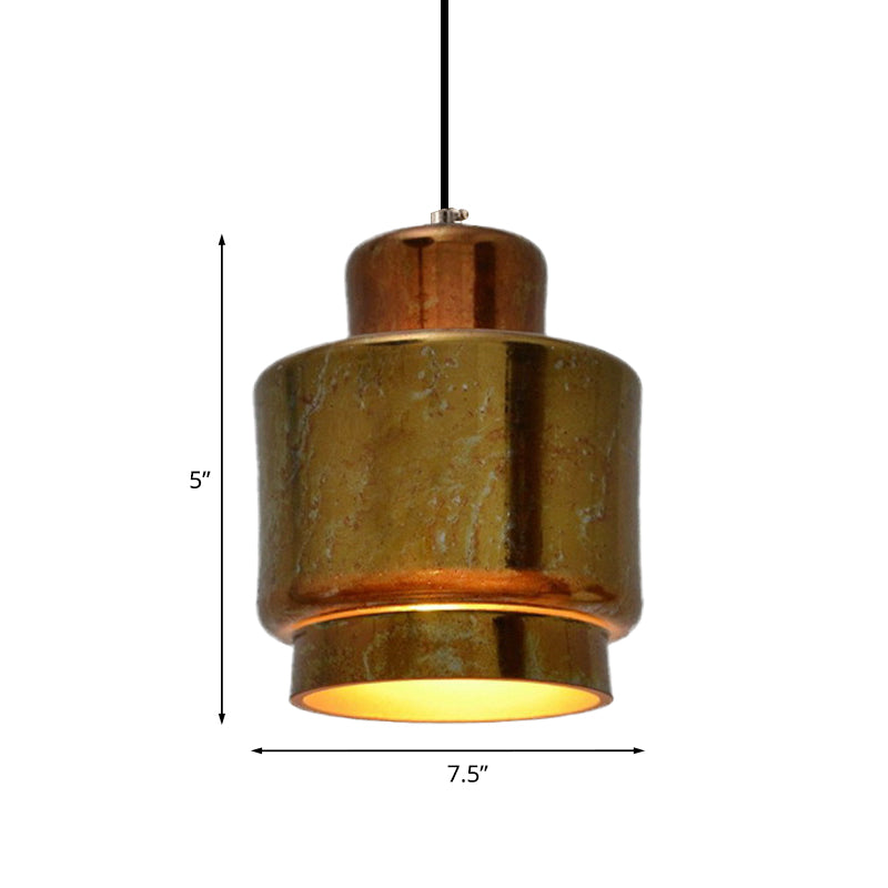 Brass Finish 1 Light Hanging Light with Shade Vintage Style Metallic Pendant Lighting for Restaurant Clearhalo 'Ceiling Lights' 'Modern Pendants' 'Modern' 'Pendant Lights' 'Pendants' Lighting' 773472