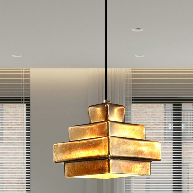 Brass Finish 1 Light Hanging Light with Shade Vintage Style Metallic Pendant Lighting for Restaurant Clearhalo 'Ceiling Lights' 'Modern Pendants' 'Modern' 'Pendant Lights' 'Pendants' Lighting' 773475