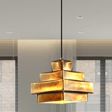 Brass Finish 1 Light Hanging Light with Shade Vintage Style Metallic Pendant Lighting for Restaurant Clearhalo 'Ceiling Lights' 'Modern Pendants' 'Modern' 'Pendant Lights' 'Pendants' Lighting' 773475