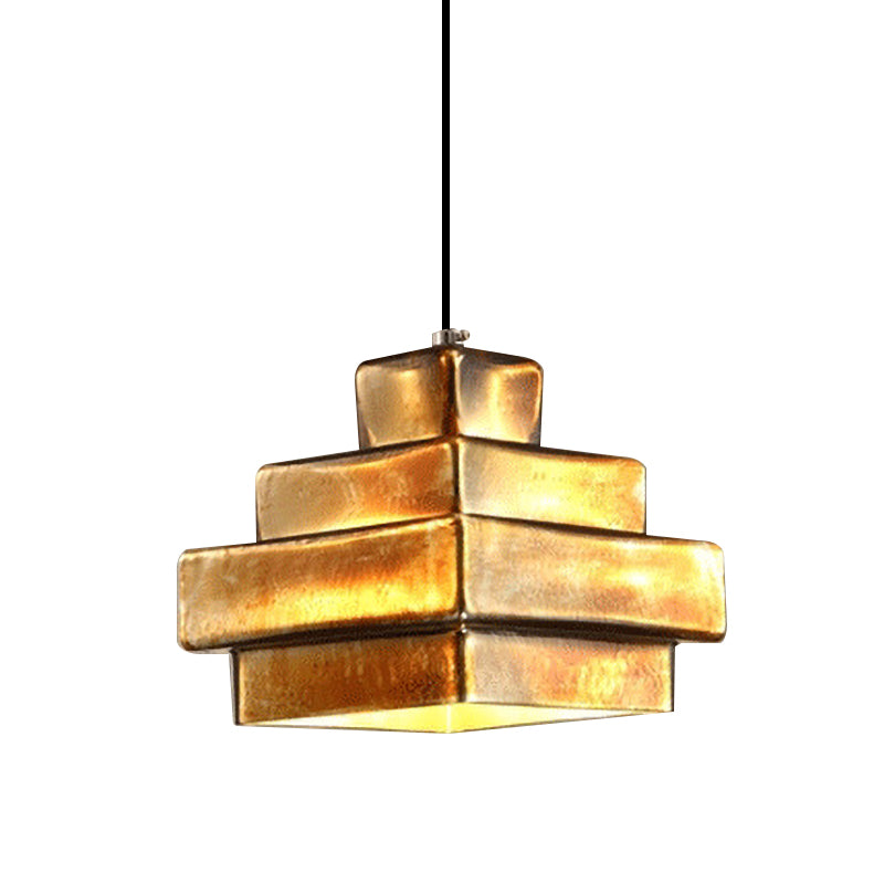 Brass Finish 1 Light Hanging Light with Shade Vintage Style Metallic Pendant Lighting for Restaurant Clearhalo 'Ceiling Lights' 'Modern Pendants' 'Modern' 'Pendant Lights' 'Pendants' Lighting' 773476