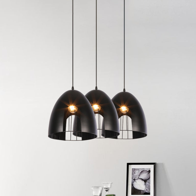 Bell Metallic Ceiling Light with Cage Shade Industrial 1 Light Dining Table Hanging Pendant Light in White/Black Clearhalo 'Ceiling Lights' 'Modern Pendants' 'Modern' 'Pendant Lights' 'Pendants' Lighting' 773645