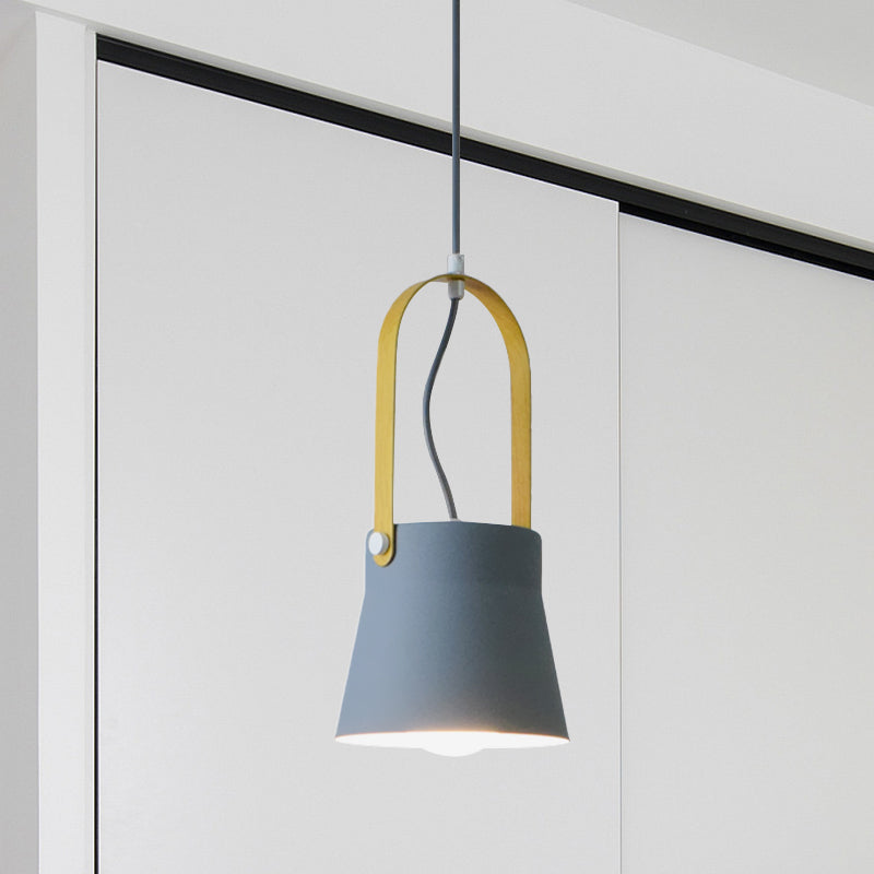 1 Bulb Hanging Lamp with Cone Shade Metal Industrial Stylish Restaurant Pendant Lamp in Grey/Black/White Clearhalo 'Ceiling Lights' 'Modern Pendants' 'Modern' 'Pendant Lights' 'Pendants' Lighting' 773707