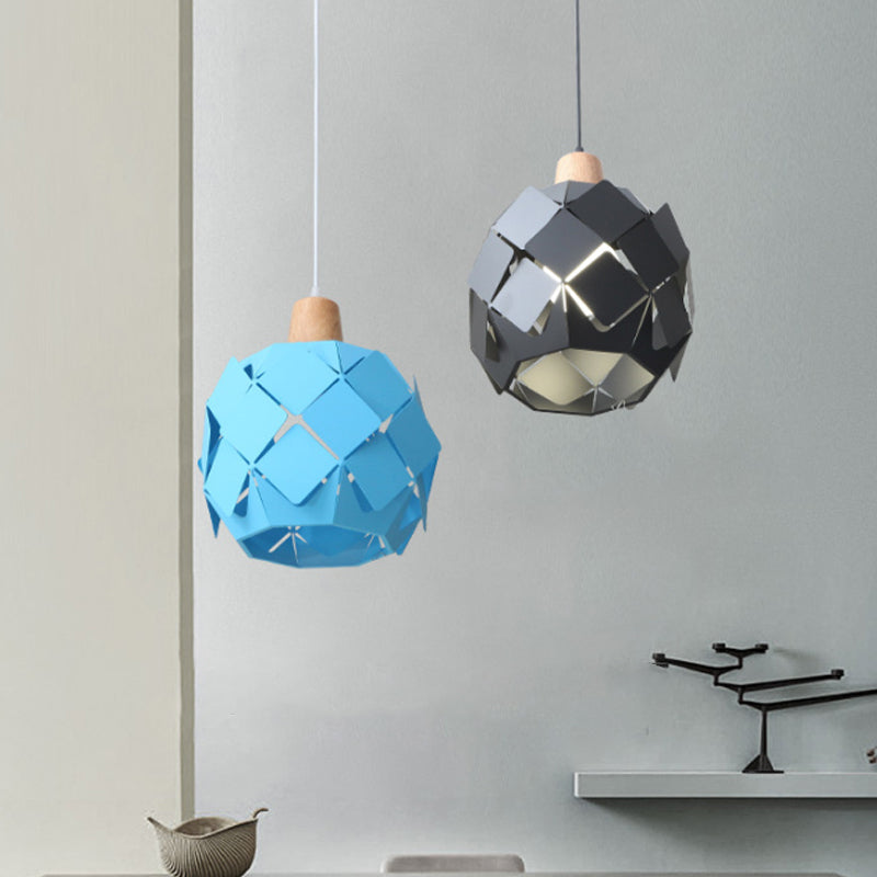 Contemporary 1 Light Hanging Lighting with Metal Shade Blue/Black/White Globe Pendant Light Fixture Clearhalo 'Ceiling Lights' 'Modern Pendants' 'Modern' 'Pendant Lights' 'Pendants' Lighting' 773736