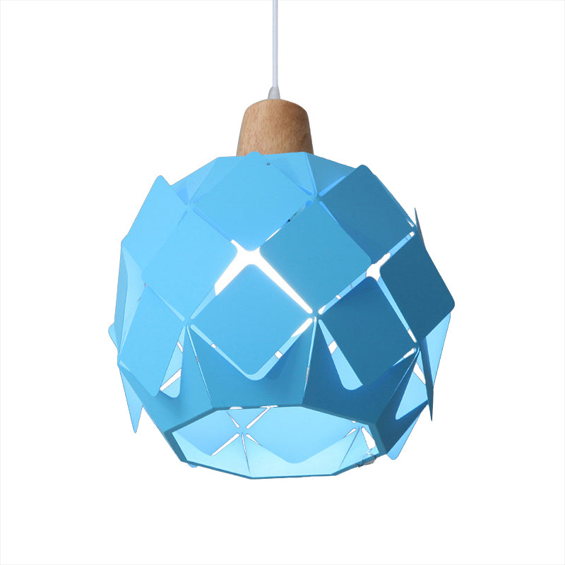 Contemporary 1 Light Hanging Lighting with Metal Shade Blue/Black/White Globe Pendant Light Fixture Clearhalo 'Ceiling Lights' 'Modern Pendants' 'Modern' 'Pendant Lights' 'Pendants' Lighting' 773738