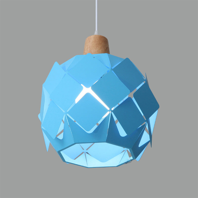 Contemporary 1 Light Hanging Lighting with Metal Shade Blue/Black/White Globe Pendant Light Fixture Clearhalo 'Ceiling Lights' 'Modern Pendants' 'Modern' 'Pendant Lights' 'Pendants' Lighting' 773739