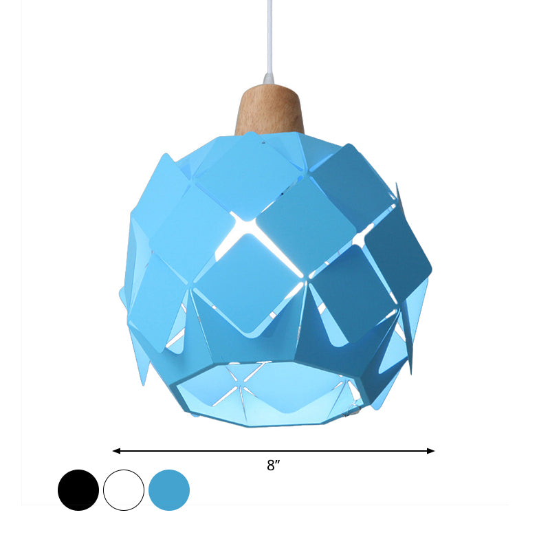 Contemporary 1 Light Hanging Lighting with Metal Shade Blue/Black/White Globe Pendant Light Fixture Clearhalo 'Ceiling Lights' 'Modern Pendants' 'Modern' 'Pendant Lights' 'Pendants' Lighting' 773740