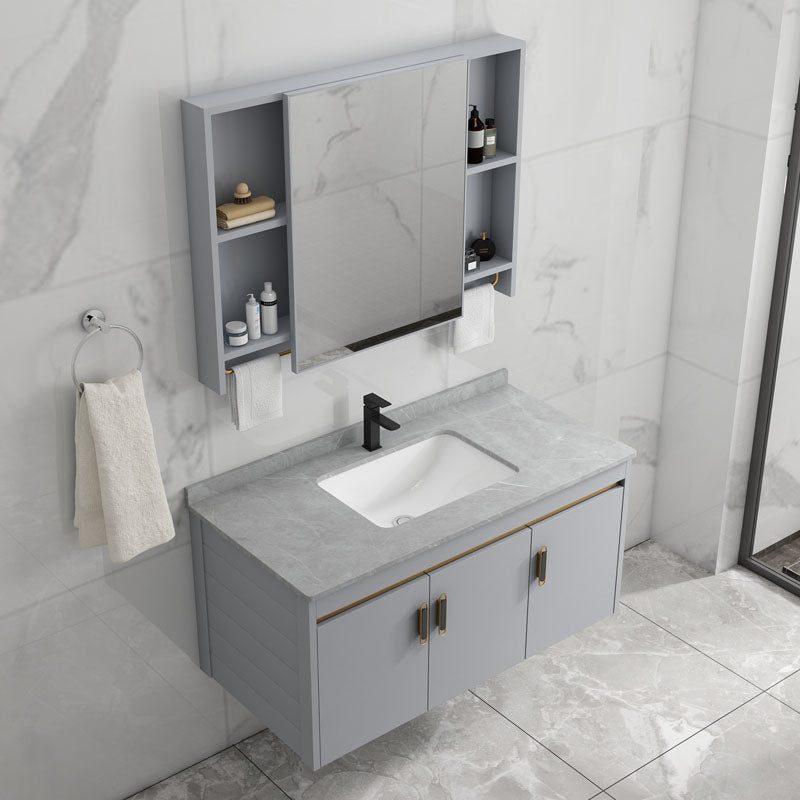 Modern Grey Wall Mount Bathroom Sink Vanity with Faucet Sink Clearhalo 'Bathroom Remodel & Bathroom Fixtures' 'Bathroom Vanities' 'bathroom_vanities' 'Home Improvement' 'home_improvement' 'home_improvement_bathroom_vanities' 7737655