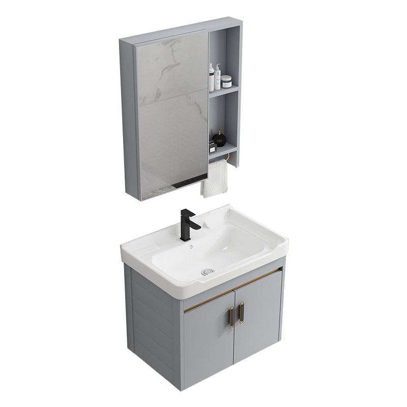 Modern Grey Wall Mount Bathroom Sink Vanity with Faucet Sink Vanity & Faucet & Mirror Cabinet White Clearhalo 'Bathroom Remodel & Bathroom Fixtures' 'Bathroom Vanities' 'bathroom_vanities' 'Home Improvement' 'home_improvement' 'home_improvement_bathroom_vanities' 7737657