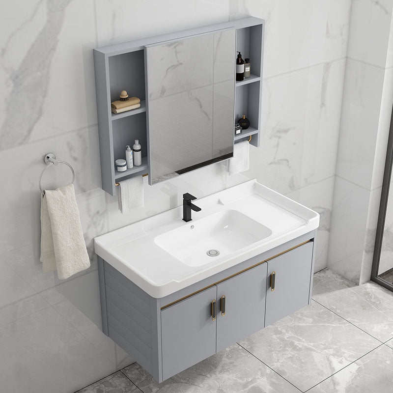 Modern Grey Wall Mount Bathroom Sink Vanity with Faucet Sink Clearhalo 'Bathroom Remodel & Bathroom Fixtures' 'Bathroom Vanities' 'bathroom_vanities' 'Home Improvement' 'home_improvement' 'home_improvement_bathroom_vanities' 7737660