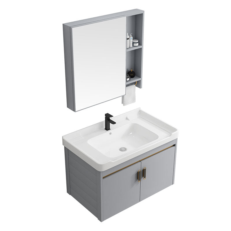 Modern Grey Wall Mount Bathroom Sink Vanity with Faucet Sink Clearhalo 'Bathroom Remodel & Bathroom Fixtures' 'Bathroom Vanities' 'bathroom_vanities' 'Home Improvement' 'home_improvement' 'home_improvement_bathroom_vanities' 7737661