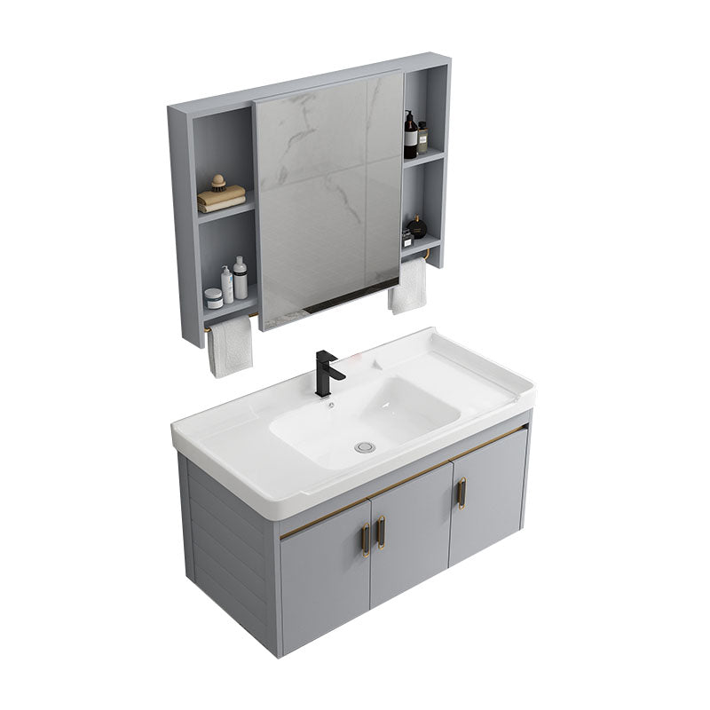 Modern Grey Wall Mount Bathroom Sink Vanity with Faucet Sink Vanity & Faucet & Mirror Cabinet White Clearhalo 'Bathroom Remodel & Bathroom Fixtures' 'Bathroom Vanities' 'bathroom_vanities' 'Home Improvement' 'home_improvement' 'home_improvement_bathroom_vanities' 7737662