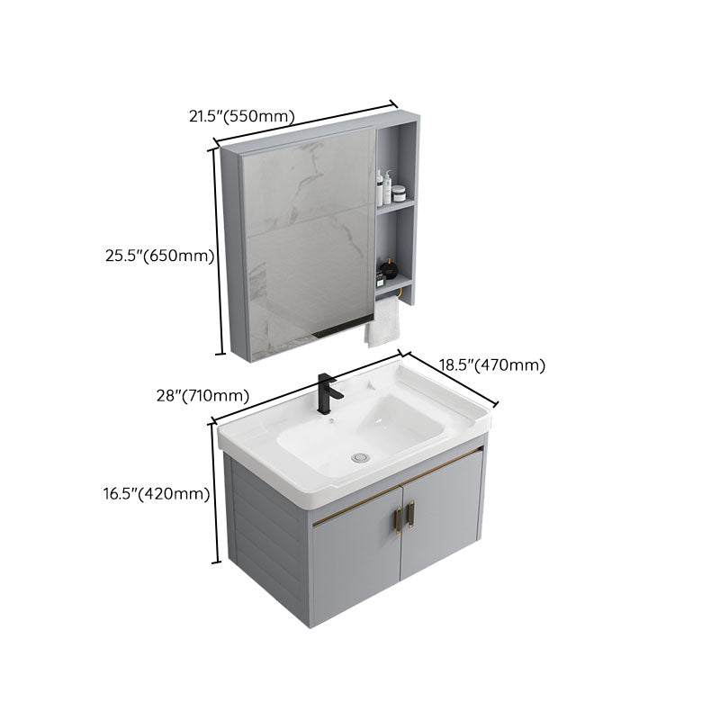 Modern Grey Wall Mount Bathroom Sink Vanity with Faucet Sink Clearhalo 'Bathroom Remodel & Bathroom Fixtures' 'Bathroom Vanities' 'bathroom_vanities' 'Home Improvement' 'home_improvement' 'home_improvement_bathroom_vanities' 7737685