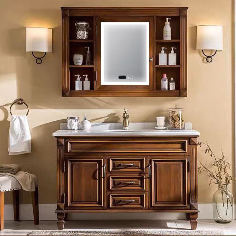Freestanding Mirror Included Bathroom Vanity Set with Sink Faucet Vanity & Faucet & Smart Medicine Cabinet Clearhalo 'Bathroom Remodel & Bathroom Fixtures' 'Bathroom Vanities' 'bathroom_vanities' 'Home Improvement' 'home_improvement' 'home_improvement_bathroom_vanities' 7737736