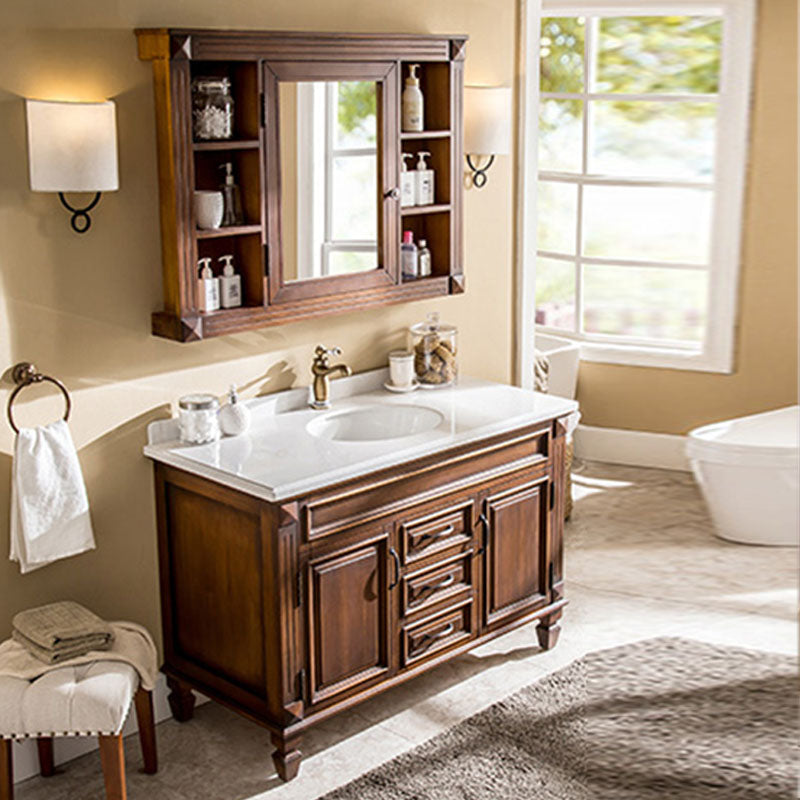 Freestanding Mirror Included Bathroom Vanity Set with Sink Faucet Vanity & Faucet & Mirror Cabinet 39"L x 22"W x 34"H Clearhalo 'Bathroom Remodel & Bathroom Fixtures' 'Bathroom Vanities' 'bathroom_vanities' 'Home Improvement' 'home_improvement' 'home_improvement_bathroom_vanities' 7737740