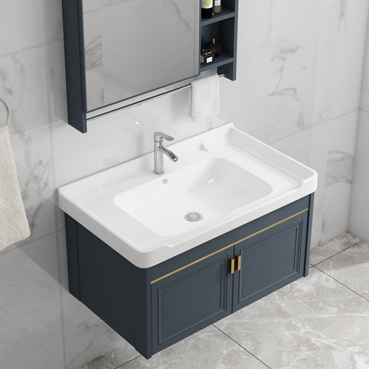 Modern Metal Blue Wall Mount Sink Vanity Faucet Included for Bathroom Clearhalo 'Bathroom Remodel & Bathroom Fixtures' 'Bathroom Vanities' 'bathroom_vanities' 'Home Improvement' 'home_improvement' 'home_improvement_bathroom_vanities' 7737763