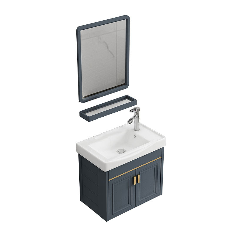 Modern Metal Blue Wall Mount Sink Vanity Faucet Included for Bathroom Vanity & Faucet & Mirrors 20"L x 12"W x 18"H Towel Bar Not Included Clearhalo 'Bathroom Remodel & Bathroom Fixtures' 'Bathroom Vanities' 'bathroom_vanities' 'Home Improvement' 'home_improvement' 'home_improvement_bathroom_vanities' 7737765