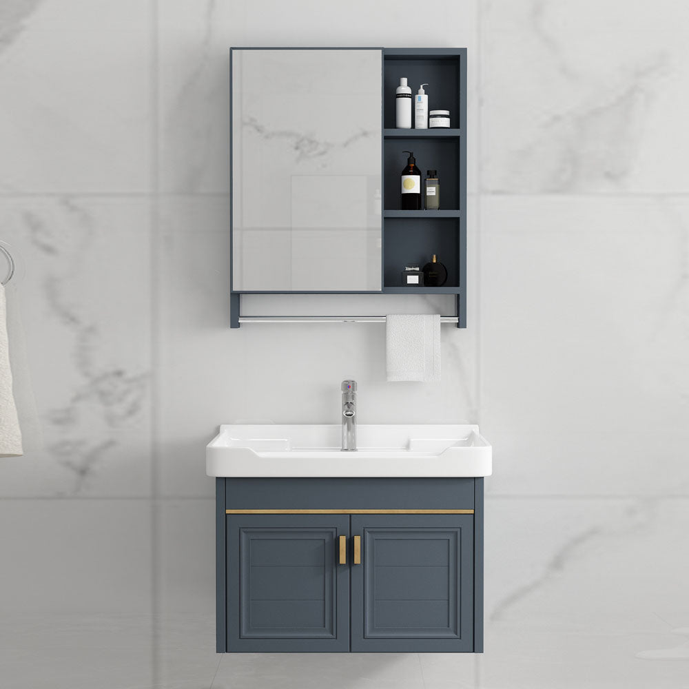 Modern Metal Blue Wall Mount Sink Vanity Faucet Included for Bathroom Clearhalo 'Bathroom Remodel & Bathroom Fixtures' 'Bathroom Vanities' 'bathroom_vanities' 'Home Improvement' 'home_improvement' 'home_improvement_bathroom_vanities' 7737766