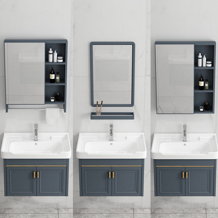 Modern Metal Blue Wall Mount Sink Vanity Faucet Included for Bathroom Clearhalo 'Bathroom Remodel & Bathroom Fixtures' 'Bathroom Vanities' 'bathroom_vanities' 'Home Improvement' 'home_improvement' 'home_improvement_bathroom_vanities' 7737769