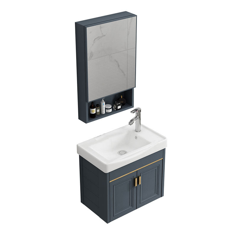 Modern Metal Blue Wall Mount Sink Vanity Faucet Included for Bathroom Vanity & Faucet & Mirror Cabinet 20"L x 12"W x 18"H Towel Bar Not Included Clearhalo 'Bathroom Remodel & Bathroom Fixtures' 'Bathroom Vanities' 'bathroom_vanities' 'Home Improvement' 'home_improvement' 'home_improvement_bathroom_vanities' 7737776