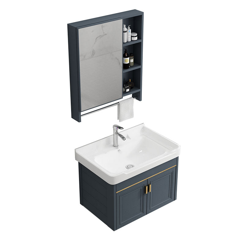 Modern Metal Blue Wall Mount Sink Vanity Faucet Included for Bathroom Vanity & Faucet & Mirror Cabinet Towel Bar Included Clearhalo 'Bathroom Remodel & Bathroom Fixtures' 'Bathroom Vanities' 'bathroom_vanities' 'Home Improvement' 'home_improvement' 'home_improvement_bathroom_vanities' 7737780