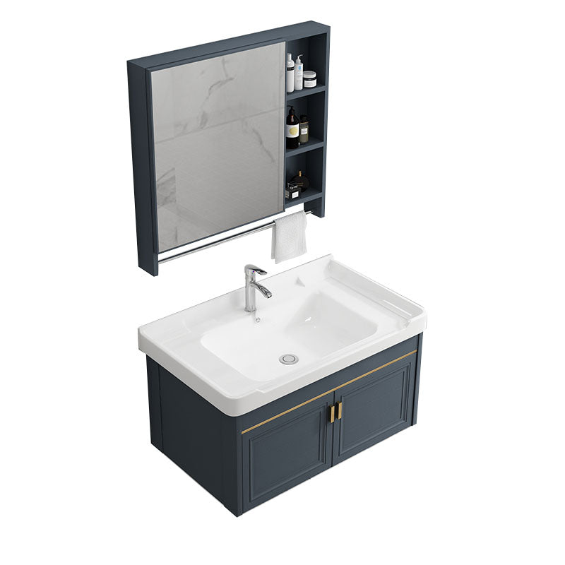 Modern Metal Blue Wall Mount Sink Vanity Faucet Included for Bathroom Vanity & Faucet & Mirror Cabinet Towel Bar Included Clearhalo 'Bathroom Remodel & Bathroom Fixtures' 'Bathroom Vanities' 'bathroom_vanities' 'Home Improvement' 'home_improvement' 'home_improvement_bathroom_vanities' 7737781