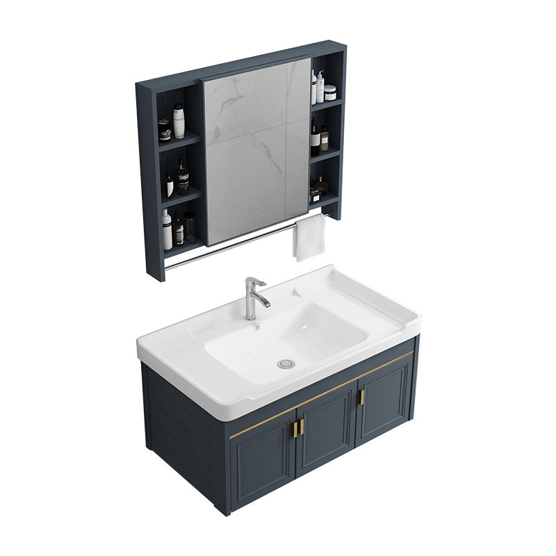 Modern Metal Blue Wall Mount Sink Vanity Faucet Included for Bathroom Vanity & Faucet & Mirror Cabinet Towel Bar Included Clearhalo 'Bathroom Remodel & Bathroom Fixtures' 'Bathroom Vanities' 'bathroom_vanities' 'Home Improvement' 'home_improvement' 'home_improvement_bathroom_vanities' 7737782