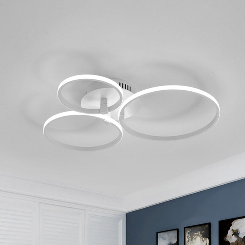 Multi Ring Semi Flush Light Minimalist Acrylic 3/9/12 Lights White Semi Flush Ceiling Light for Living Room 3 White Clearhalo 'Ceiling Lights' 'Close To Ceiling Lights' 'Close to ceiling' 'Semi-flushmount' Lighting' 773813