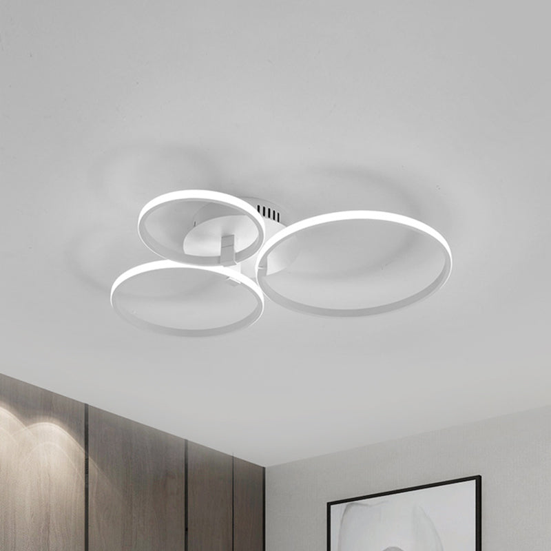 Multi Ring Semi Flush Light Minimalist Acrylic 3/9/12 Lights White Semi Flush Ceiling Light for Living Room Clearhalo 'Ceiling Lights' 'Close To Ceiling Lights' 'Close to ceiling' 'Semi-flushmount' Lighting' 773814