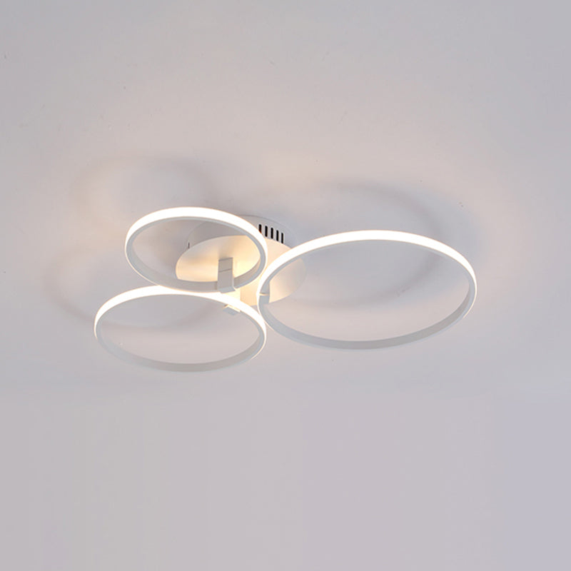 Multi Ring Semi Flush Light Minimalist Acrylic 3/9/12 Lights White Semi Flush Ceiling Light for Living Room Clearhalo 'Ceiling Lights' 'Close To Ceiling Lights' 'Close to ceiling' 'Semi-flushmount' Lighting' 773816