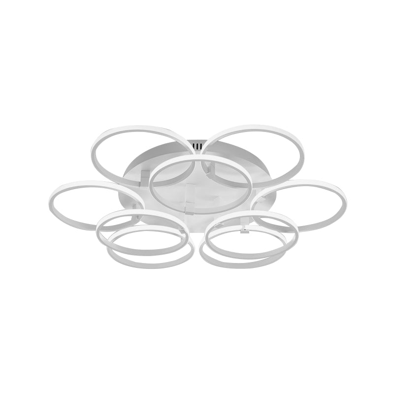 Multi Ring Semi Flush Light Minimalist Acrylic 3/9/12 Lights White Semi Flush Ceiling Light for Living Room Clearhalo 'Ceiling Lights' 'Close To Ceiling Lights' 'Close to ceiling' 'Semi-flushmount' Lighting' 773820