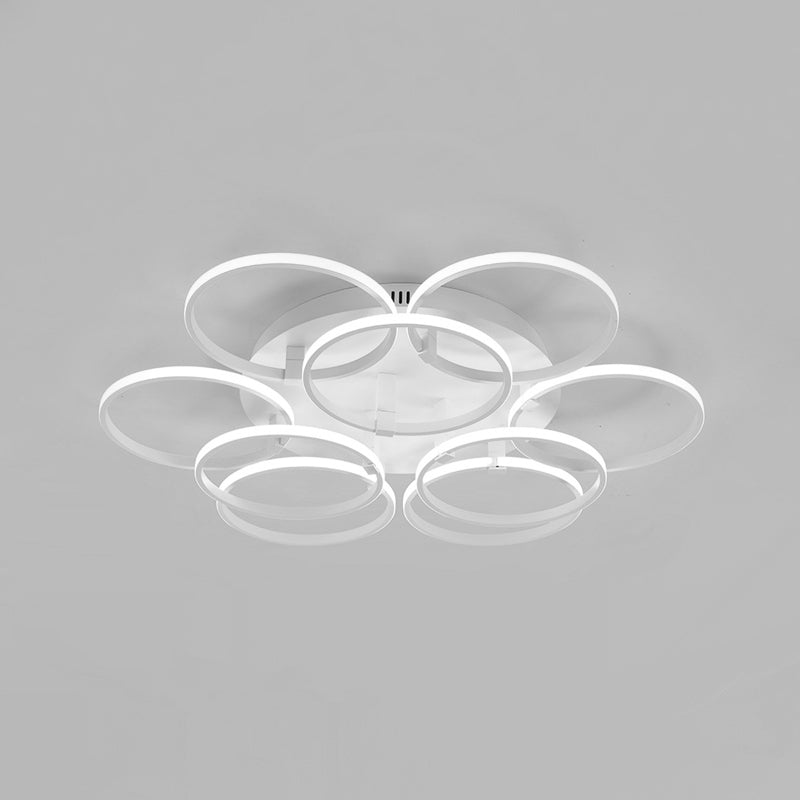 Multi Ring Semi Flush Light Minimalist Acrylic 3/9/12 Lights White Semi Flush Ceiling Light for Living Room Clearhalo 'Ceiling Lights' 'Close To Ceiling Lights' 'Close to ceiling' 'Semi-flushmount' Lighting' 773821