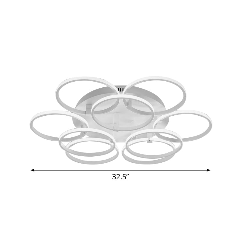 Multi Ring Semi Flush Light Minimalist Acrylic 3/9/12 Lights White Semi Flush Ceiling Light for Living Room Clearhalo 'Ceiling Lights' 'Close To Ceiling Lights' 'Close to ceiling' 'Semi-flushmount' Lighting' 773822