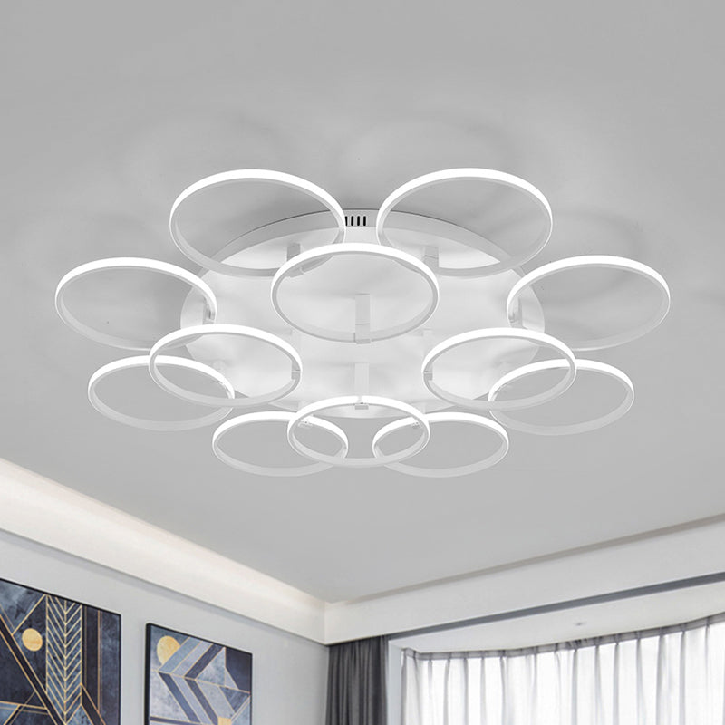 Multi Ring Semi Flush Light Minimalist Acrylic 3/9/12 Lights White Semi Flush Ceiling Light for Living Room Clearhalo 'Ceiling Lights' 'Close To Ceiling Lights' 'Close to ceiling' 'Semi-flushmount' Lighting' 773824