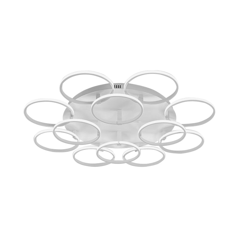 Multi Ring Semi Flush Light Minimalist Acrylic 3/9/12 Lights White Semi Flush Ceiling Light for Living Room Clearhalo 'Ceiling Lights' 'Close To Ceiling Lights' 'Close to ceiling' 'Semi-flushmount' Lighting' 773825