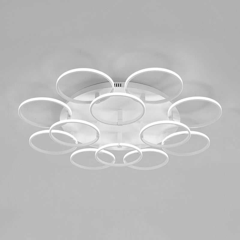 Multi Ring Semi Flush Light Minimalist Acrylic 3/9/12 Lights White Semi Flush Ceiling Light for Living Room Clearhalo 'Ceiling Lights' 'Close To Ceiling Lights' 'Close to ceiling' 'Semi-flushmount' Lighting' 773826