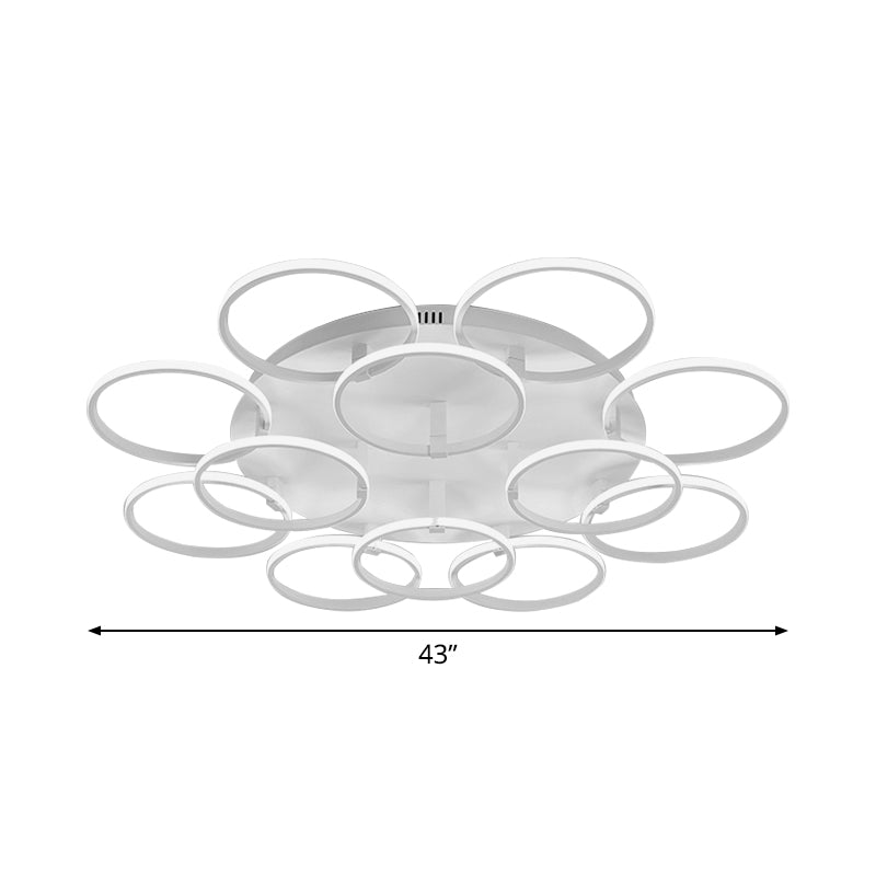 Multi Ring Semi Flush Light Minimalist Acrylic 3/9/12 Lights White Semi Flush Ceiling Light for Living Room Clearhalo 'Ceiling Lights' 'Close To Ceiling Lights' 'Close to ceiling' 'Semi-flushmount' Lighting' 773827