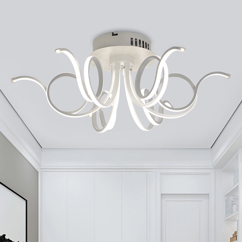 Octopus Flush Light Fixture Contemporary Acrylic 3/6/8 Lights Living Room LED Ceiling Mount Light Fixture in Warm/White Clearhalo 'Ceiling Lights' 'Close To Ceiling Lights' 'Close to ceiling' 'Semi-flushmount' Lighting' 773834