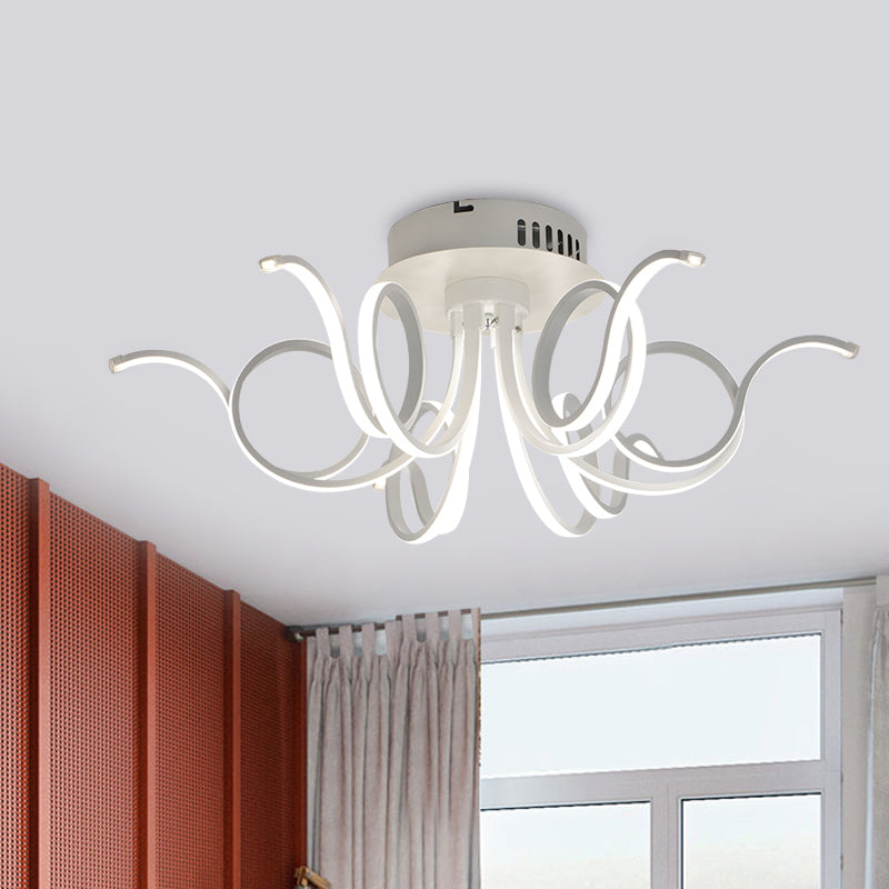 Octopus Flush Light Fixture Contemporary Acrylic 3/6/8 Lights Living Room LED Ceiling Mount Light Fixture in Warm/White Clearhalo 'Ceiling Lights' 'Close To Ceiling Lights' 'Close to ceiling' 'Semi-flushmount' Lighting' 773835